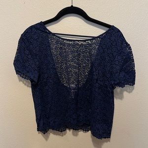 Victoria’s Secret laced dark blue crop top